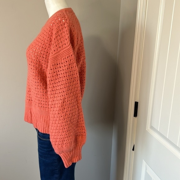 NAADAM Cashmere Wool Open Stitch Crewneck Sweater Coral Designer Sz S NEW - Picture 5 of 14